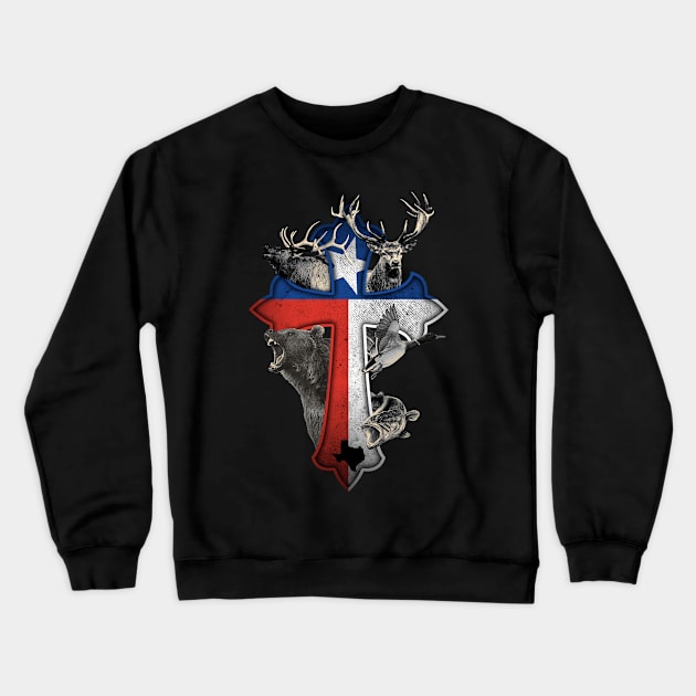 Texas Hunting For Men Women Kids - Hunter Texan Flag Crewneck Sweatshirt by dreadtwank